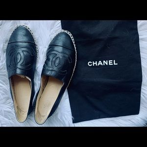 Chanel Black CC Lambskin Espadrilles